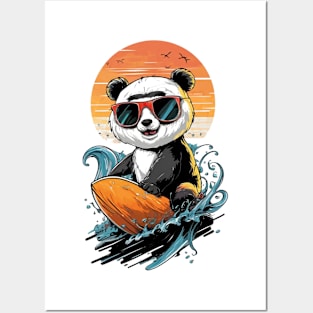 Cool Surfing Panda Bear Posters and Art